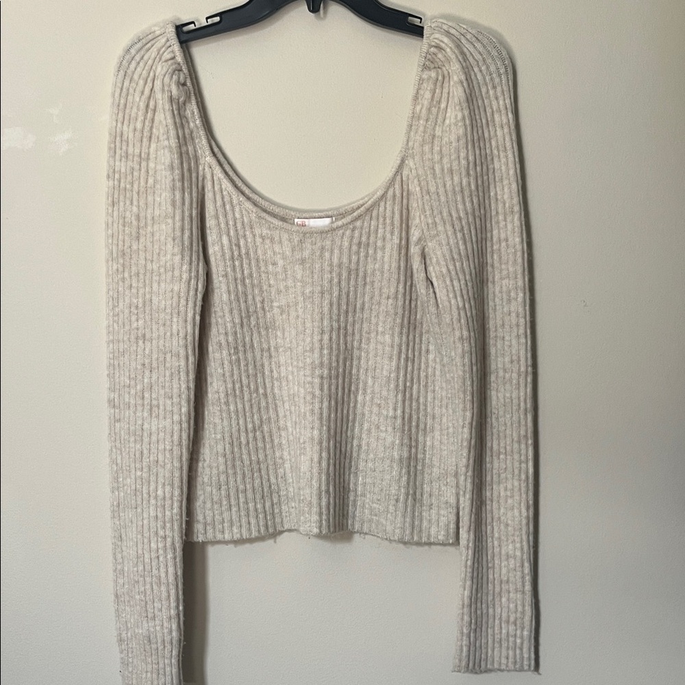 Gianni Bini Beige Ribbed Knit Top